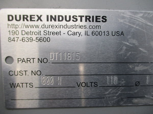 DUREX INDUSTRIES DT11815 110V 800W NSNP