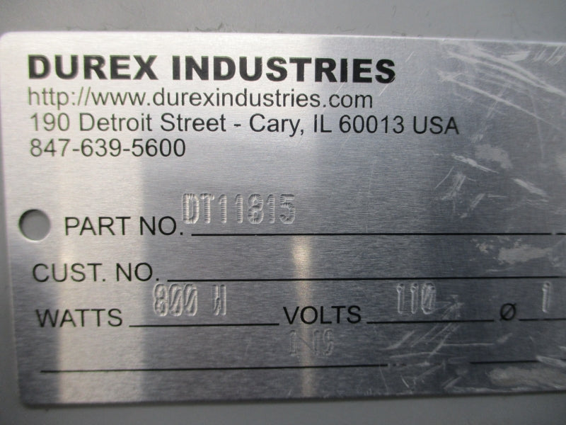 DUREX INDUSTRIES DT11815 110V 800W NSNP