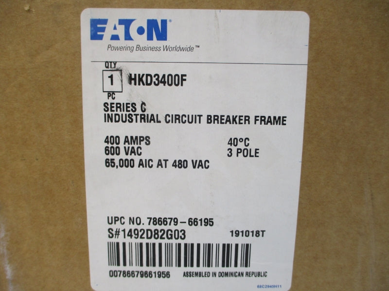 EATON HKD3400F 1492D82G03 SER. C 600VAC 400A NSMP
