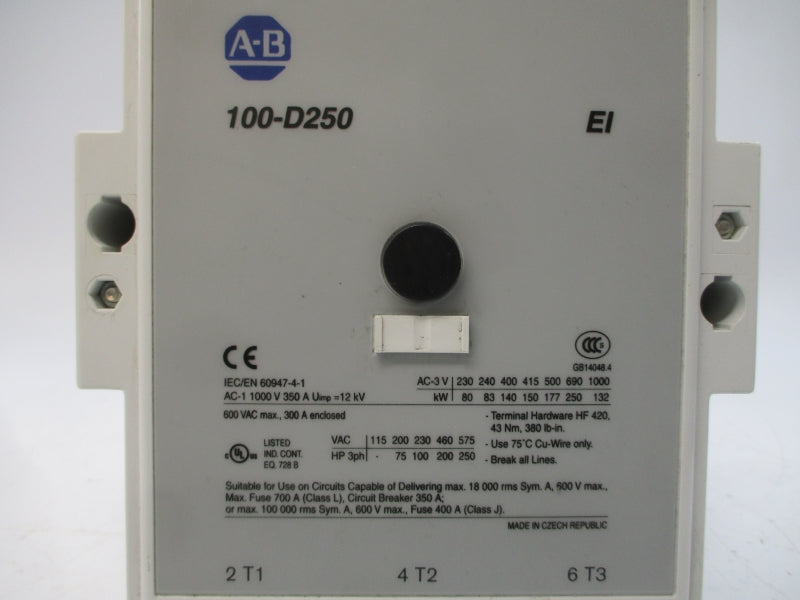 ALLEN BRADLEY 100-D250 EI SER. B 110-130V 350A NSNP