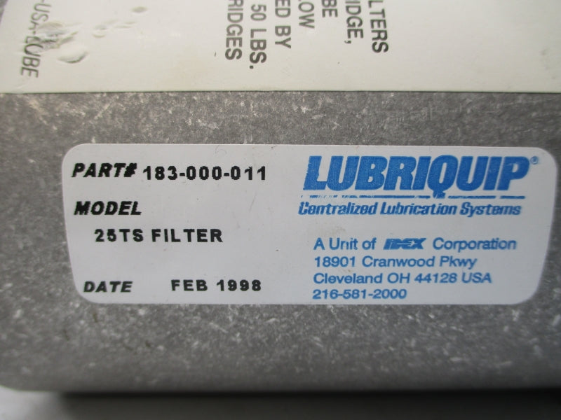 LUBRIQUIP 183-000-011 25TS 1200PSI NSNP