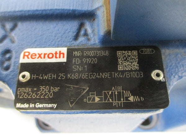 REXROTH H-4WEH 25 K68/6EG24N9ETK4/B10D3 R900731348 24VDC 1.25A UNMP