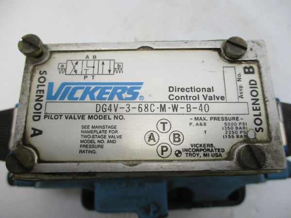 VICKERS DG5S 8 SCEM WB 20 110-115/120VAC .64/.54A 2250/5000PSI UNMP