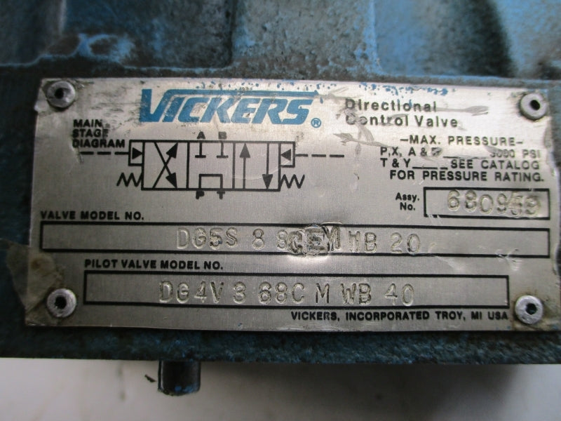 VICKERS DG5S 8 SCEM WB 20 110-115/120VAC .64/.54A 2250/5000PSI UNMP