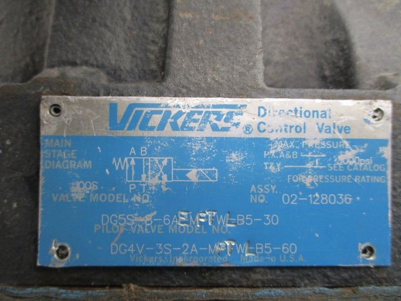 VICKERS DG5S-8-6AEMFTWL-B5-30 02-128036 110/120V .48/.46A 1450/5000PSI UNMP