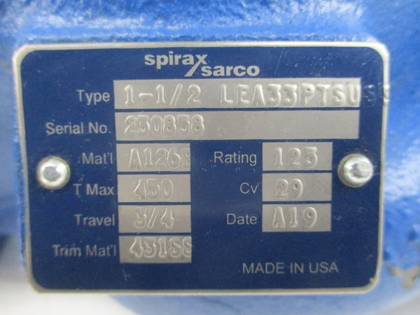 SPIRAX SARCO LEA33PTSUS3 PN9126E EP500 15-30PSI 1-1/2" NSNP