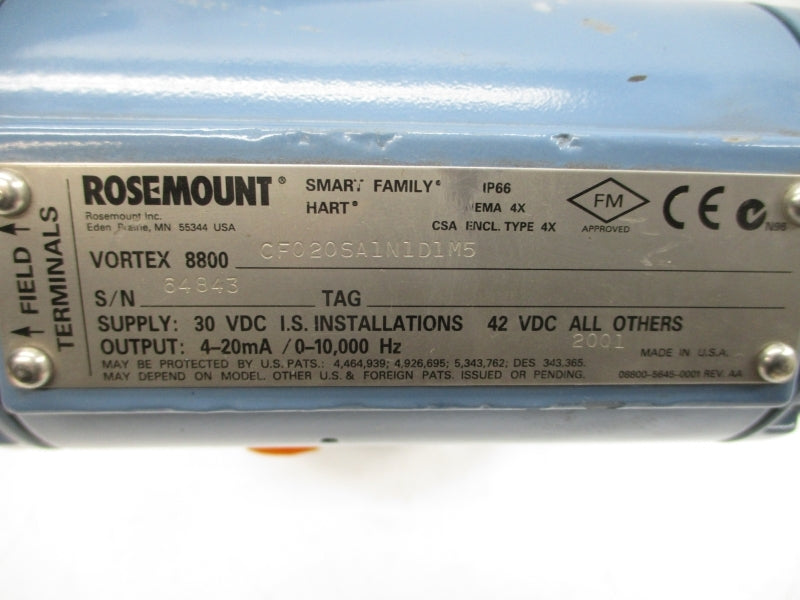 ROSEMOUNT 8800CF020SA1N1D1M5 30-42VDC 275PSI NSNP