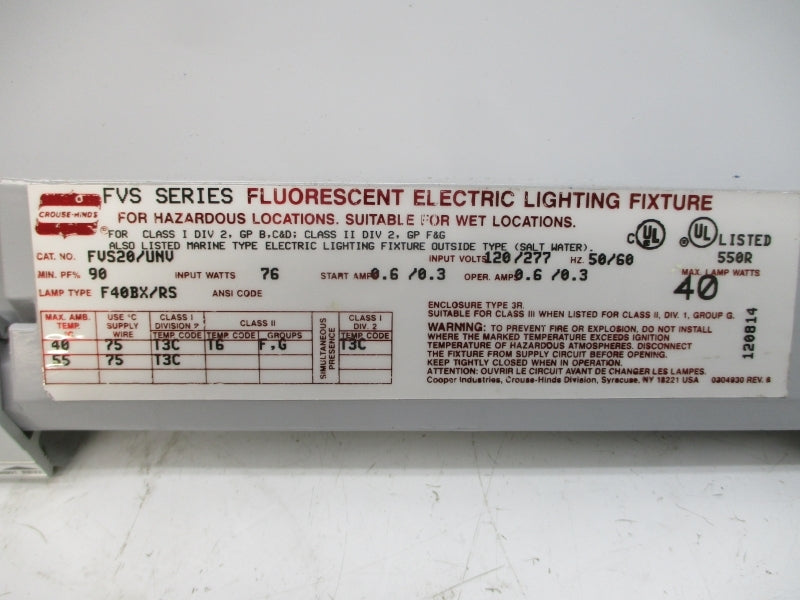 COOPER FVS20/UNVS 658 120/277V 0.6/0.3A NSMP