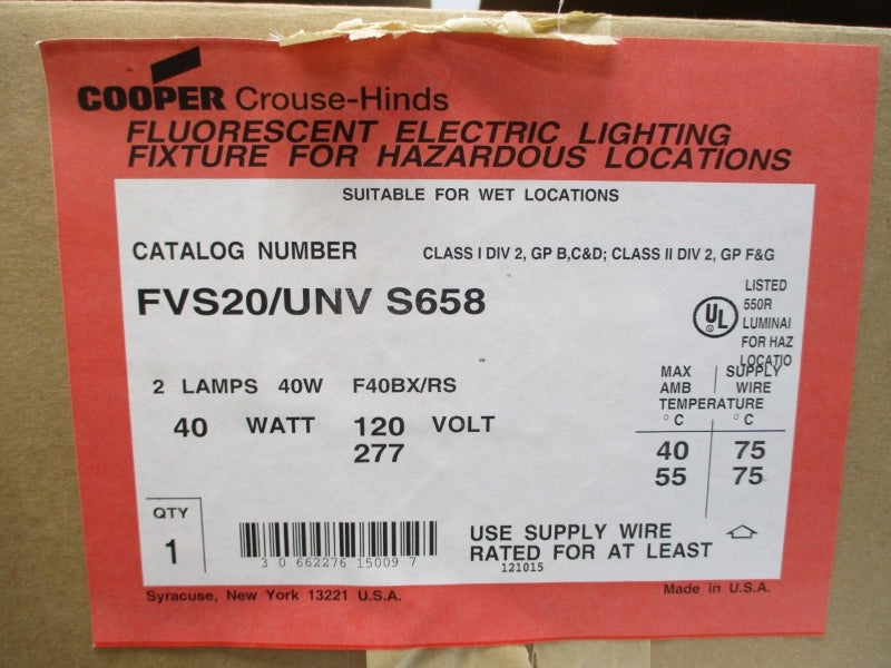 COOPER FVS20/UNVS 658 120/277V 0.6/0.3A NSMP
