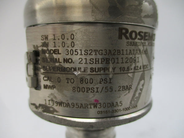 ROSEMOUNT 3051S2TG3A2B11A1AB4M5 10.5-42.4VDC 800PSI NSNP