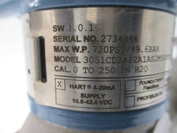 ROSEMOUNT 3051CD2A22A1AS2M5E5T1 10.5-42.4VDC 720PSI NSNP