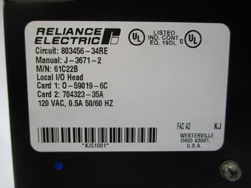 RELIANCE ELECTRIC 61C22B 803456-34RE 120VAC 0.5A NSMP