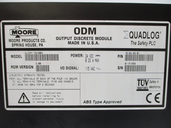 MOORE QLODM115ACBBN 16184-63/01 115VAC 0.23A NSNP