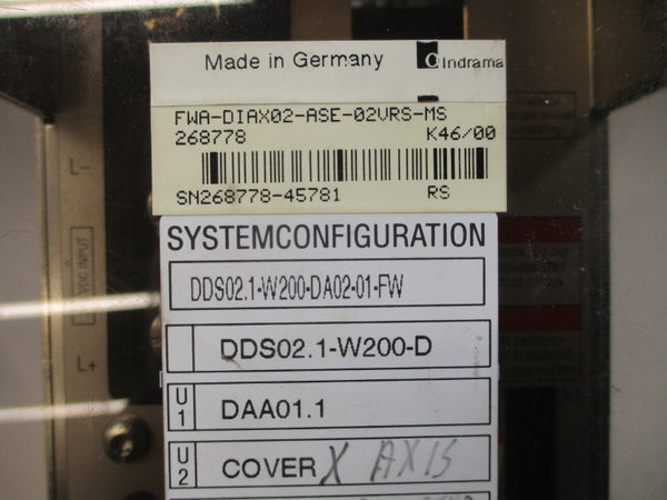 INDRAMAT FWA-DIAX02-ASE-02VRS-MS 268778 300VDC UNMP