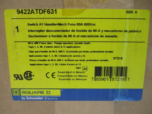 SQUARE D 9422ATDF631 SER. A 600VAC 60A NSMP