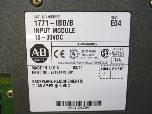 ALLEN BRADLEY 1771-IBD SER. B 10-30VDC REV. E04 UNMP