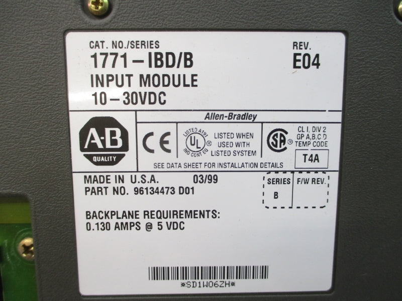ALLEN BRADLEY 1771-IBD SER. B 10-30VDC REV. E04 UNMP