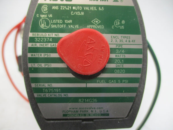 ASCO 8214G36 120V 5PSI 3/4" NSMP