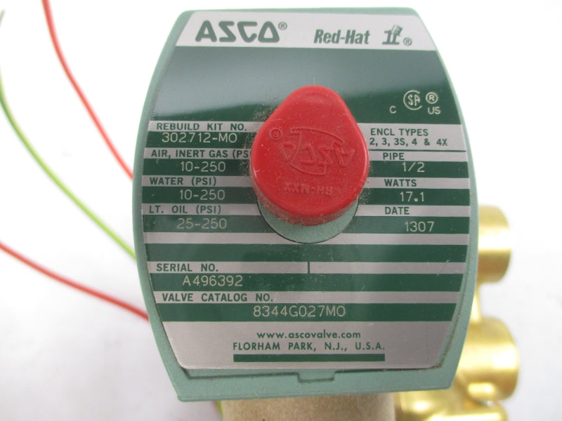 ASCO 8344G027MO 110/120V 10-250PSI 1/2" NSMP