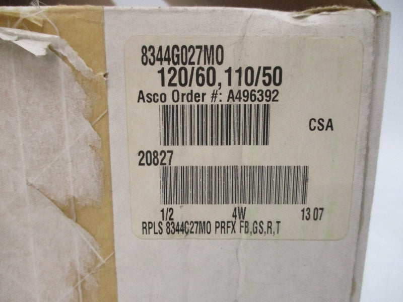 ASCO 8344G027MO 110/120V 10-250PSI 1/2" NSMP