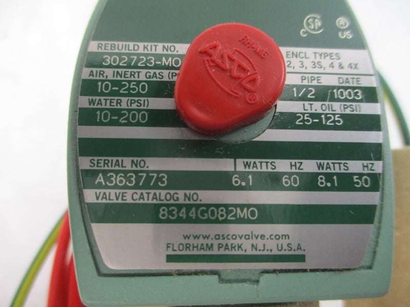 ASCO 8344G082MO 110/120V 10-250PSI 1/2" NSMP