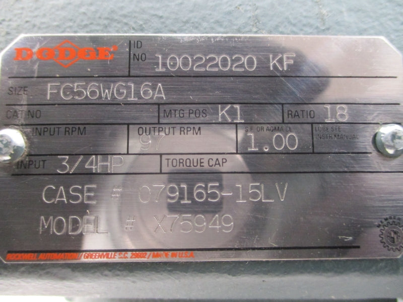 RELIANCE ELECTRIC P56H3883R FC56WG16A 208-230/460V 2.8-3.0/1.5A NSNP
