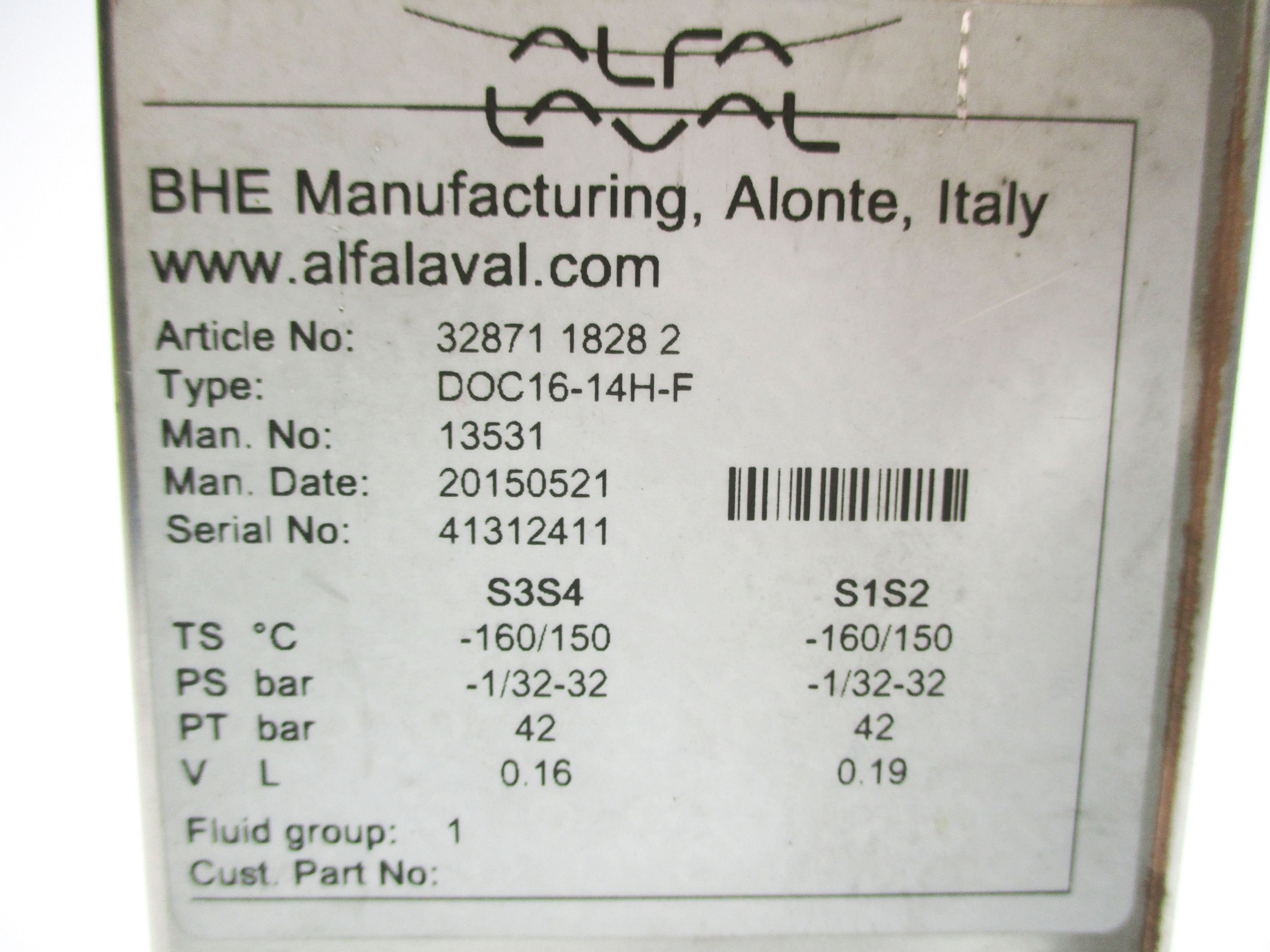 ALFA LAVAL DOC16-14H-F 3287118282 NSNP