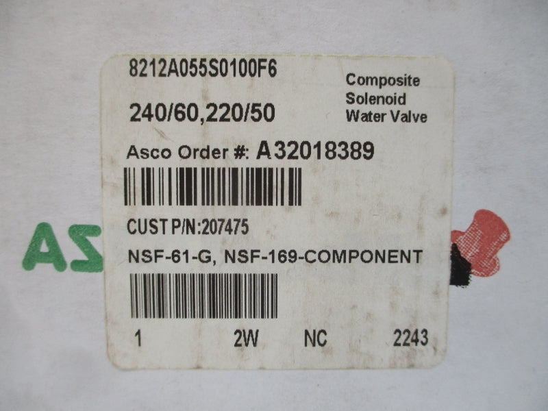 ASCO 8212A055S0100F6 220/240V 5-150PSI 1" NSMP