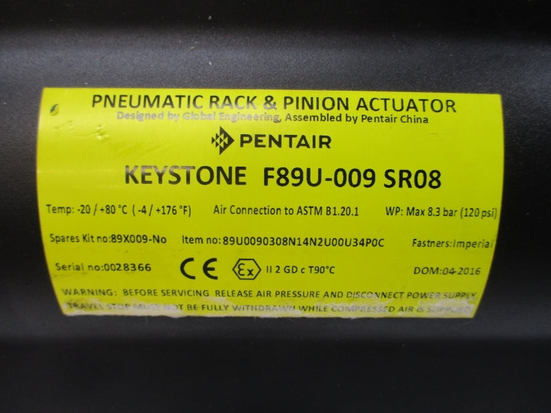 KEYSTONE F89U-009-SR08 W/ DI-NP/416/NBR 120PSI 3" NSNP