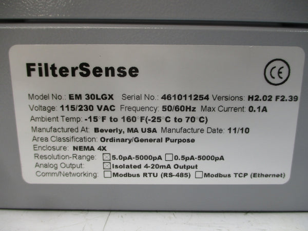 FILTERSENSE EM30LGX 115/230VAC 0.1A NSNP