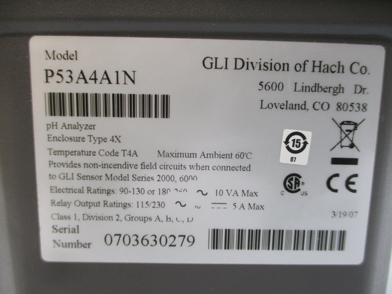 GLI DIVISION OF HACH P53A4A1N 115/230V 5A NSMP