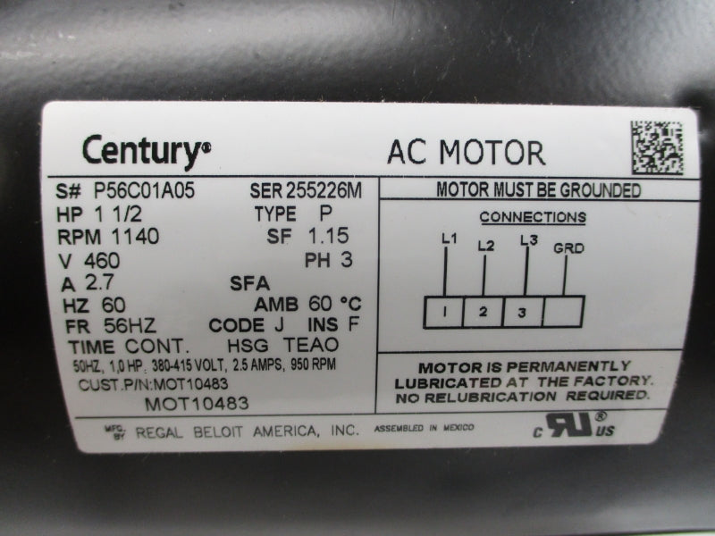 CENTURY P56C01A05 460V 2.7A NSMP