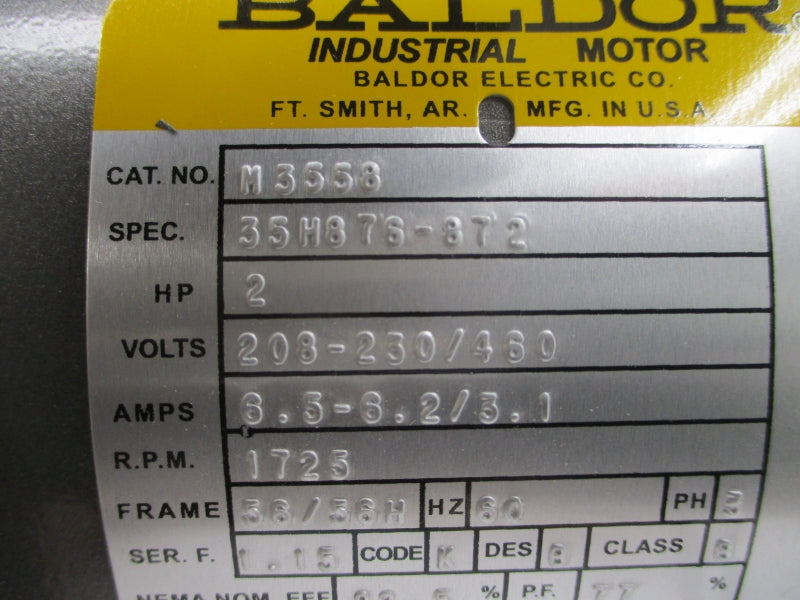 BALDOR M3558 35H876-872 208-230/460V 6.5-6.2/3.1A NSMP