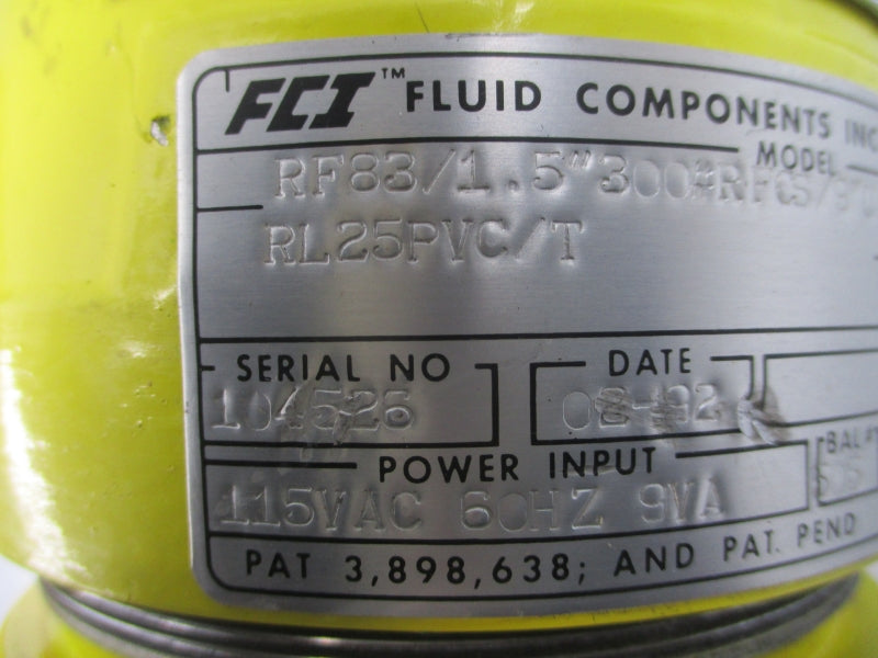 FCI RF83/1.5"300#RFCS/9"U/S/G/0018/RL25PVC/T 115VAC 2A UNMP