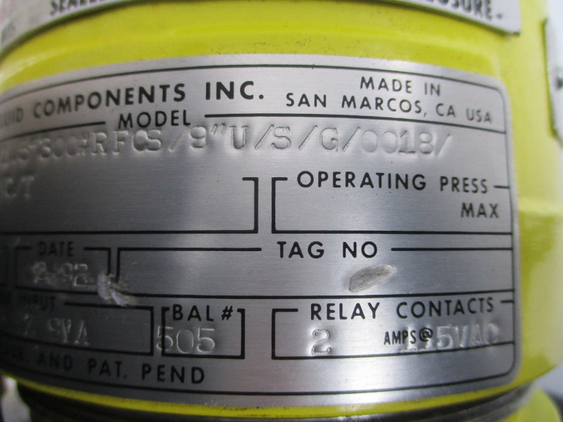 FCI RF83/1.5"300#RFCS/9"U/S/G/0018/RL25PVC/T 115VAC 2A UNMP