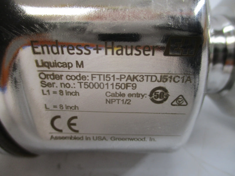 ENDRESS+HAUSER FTI51-PAK3TDJ51C1A 11-35VDC 171PSI 8" NSMP