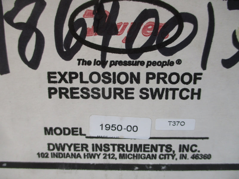 DWYER 195000-2F 1950-00 480VAC 15A 10PSI NSMP
