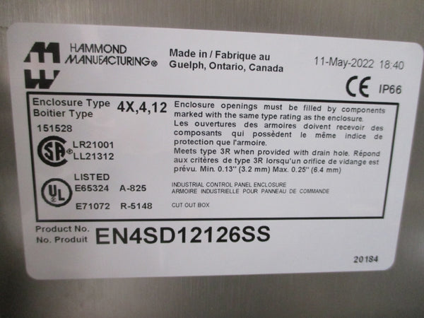 HAMMOND MANUFACTURING EN4SD12126SS NSMP