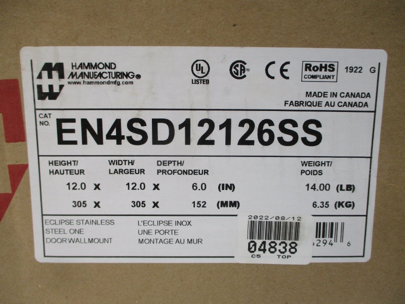 HAMMOND MANUFACTURING EN4SD12126SS NSMP