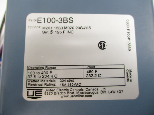 UNITED ELECTRIC CONTROLS E100-3BS 480VAC 15A 100-400'F NSNP