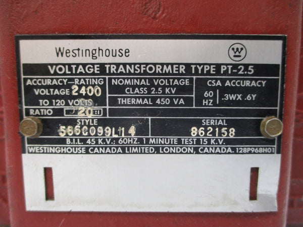 WESTINGHOUSE PT-2.5 566C099L14 2400V UNMP