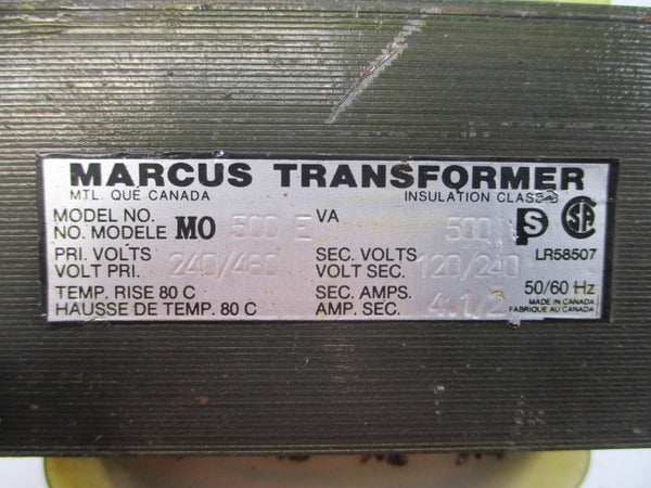 MARCUS TRANSFORMER MO-500-E 240/480V 4.2/2A UNMP