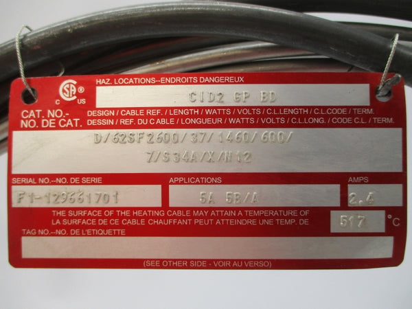 TYCO THERMAL CONTROLS CID2-CP-BD D/62SF2600/37/1460/600/7/S34A/X/N12 2.4A NSNP