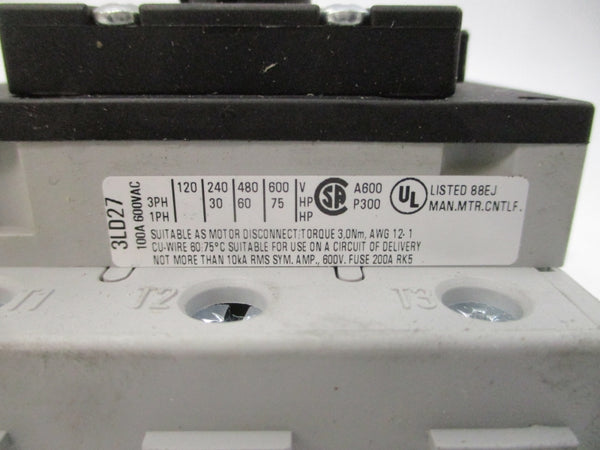 SIEMENS 3LD2714-0TK53 400V 100A NSMP