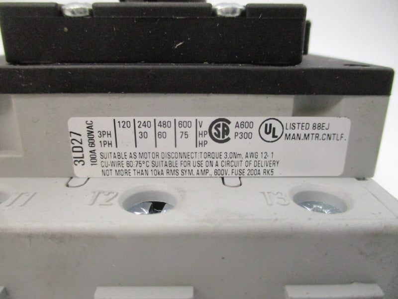 SIEMENS 3LD2714-0TK53 400V 100A NSMP