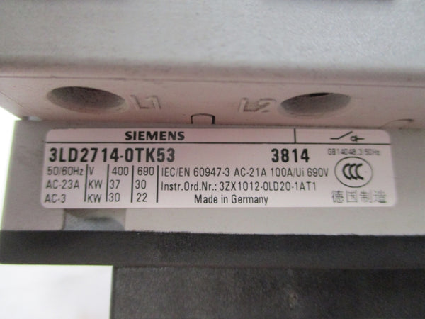SIEMENS 3LD2714-0TK53 400V 100A NSMP