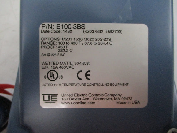 UNITED ELECTRIC CONTROLS E100-3BS 480VAC 15A 100-400'F NSMP