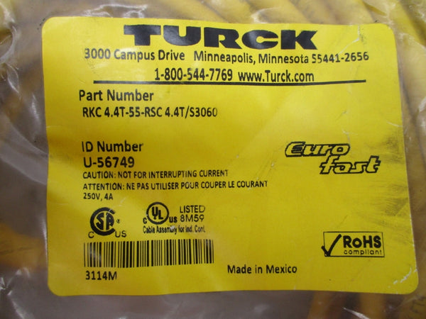 TURCK RKC4.4T-55-RSC4.4T/S3060 U-56749 250V 4A NSMP