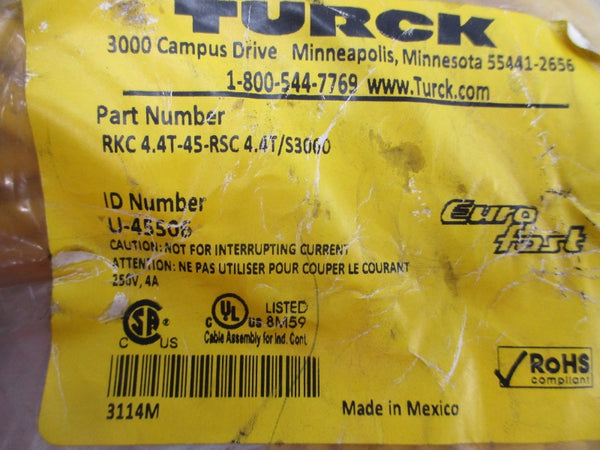 TURCK RKC4.4T-45-RSC4.4T/S3060 U-45506 250V 4A NSMP