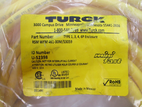 TURCK RSM-WKM-461-30M/S3059 U-52398 600V 10A NSMP